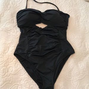 Black one piece swim suit